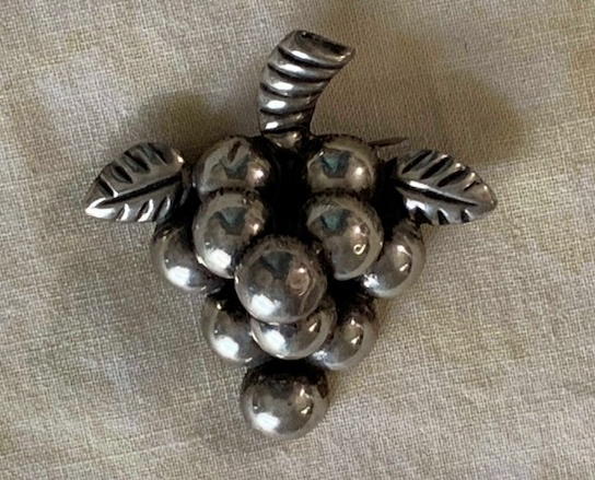 Mexican Silver Grapes Pin