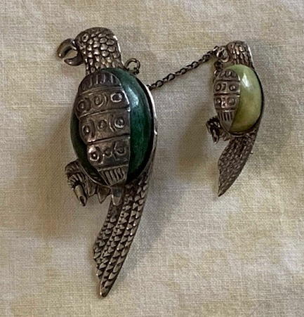 Mexican Silver - Double Parrot Pin